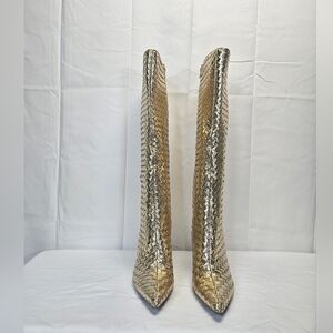 INC Gold Braid Heeled Boots NWOT